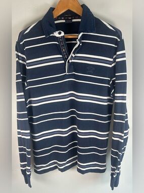 Paul & Shark Yachting Men’s Rugby Long Sleeve Polo Shirt Sz M Navy Stripes Italy